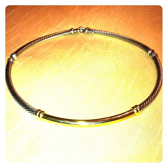 REDUCED 🔨 David Yurman SS/14K Gold Bar Necklace