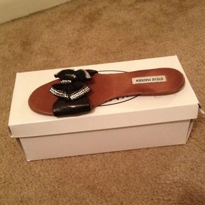 Black bejeweled flats