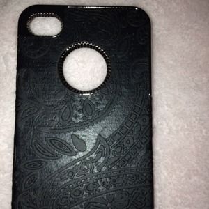 iPhone black leather case