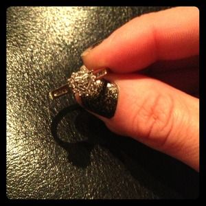 Diamond peace love and rock & roll ring