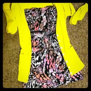 Summer strapless size S with a L yellow cardigan