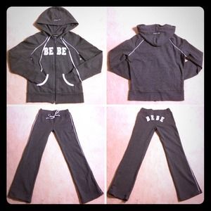 bebe Pants - BEBE SATIN PATCH/PIPING HOODY & SWEATPANTS bebe Pants - BEBE SATIN PATCH/PIPING HOODY & SWEATPANTS
