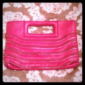 Pink zipper clutch