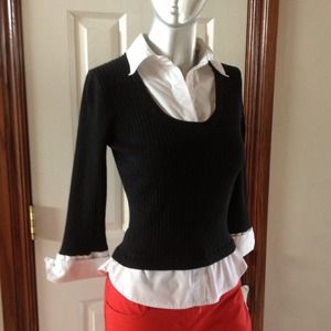 Classic Black and White Shirt Sweater