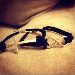 Infinity and Side Cross Bracelet Set