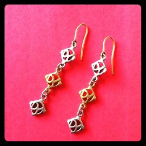 David Yurman Gold & Silver DY Logo Earrings