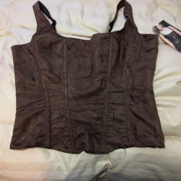 Corset, side zip, strap tank, black tie sz36
