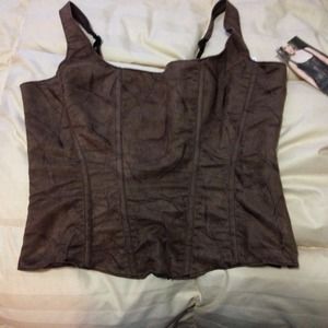 Corset, side zip, strap tank, black tie sz36