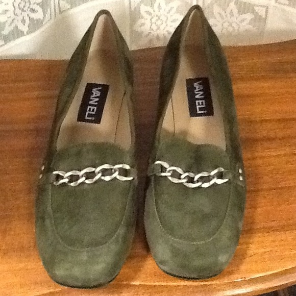 Green Suede Van Eli Loafers 6.5M