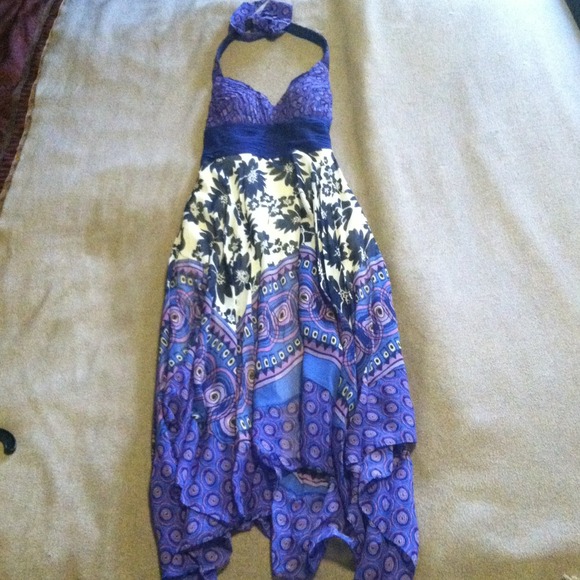 Colorful purple halter dress