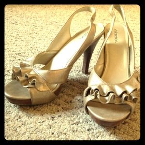 Reserved : Gold Vegan Platform Slingback Sandals