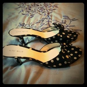 Polka dot kitten heels