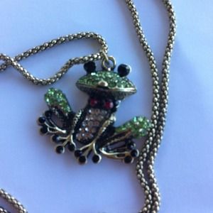 Multi Crystal Frog Necklace
