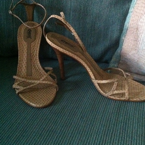 beige open toe 4 inch heel sandal 8 1/2