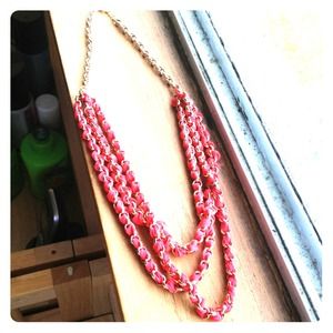 Gold chain and red fabric necklace! REDUCED Gold chain and red fabric necklace! REDUCED