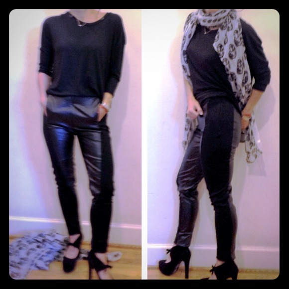 Pants - Gorgeous side zip black leggings with Faux leather