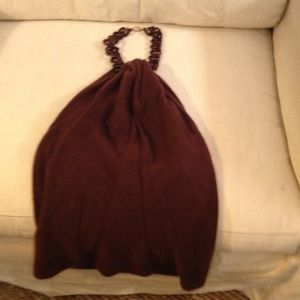 MILLY Chocolate Cashmere Halter Top