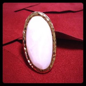 Statement white and gold ring