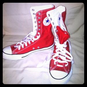 Super hi-top red converse.Size 8 men's-10 women's