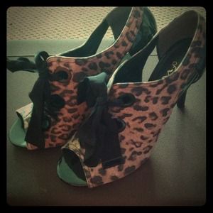 Nina lace up leopard heels