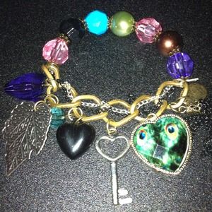 Fashion Feather Heart & Leaf Bracelet