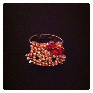 Bling Red Bow Hello Kitty Adjustable Ring