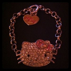 Bling Pink Bow Hello Kitty Head Bracelet