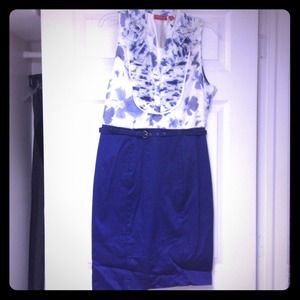 Short blue & white party dress