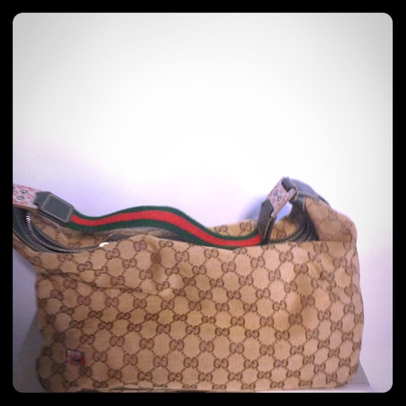 "Reduced" Authentic Gucci Beige, Brown Handbag