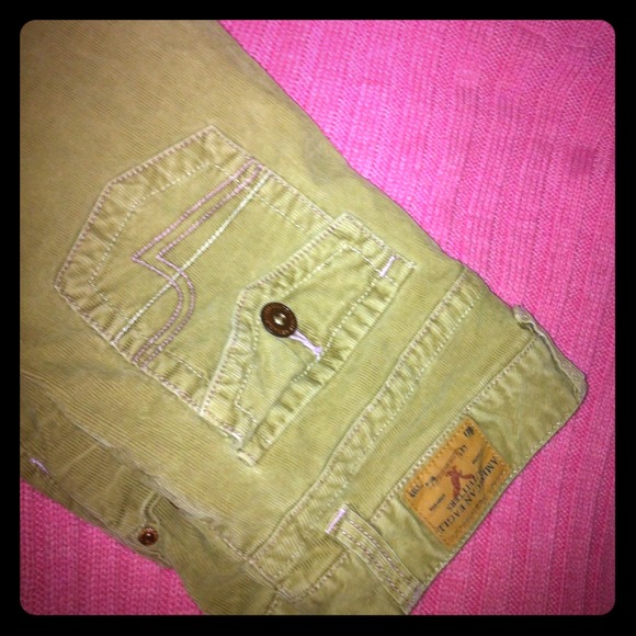 Khaki straight leg corduroy pants