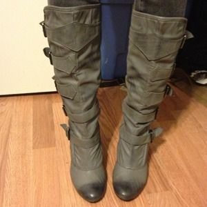 Distressed grey boots