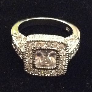 925 Sterling Silver & Crystal Ring, Size 7