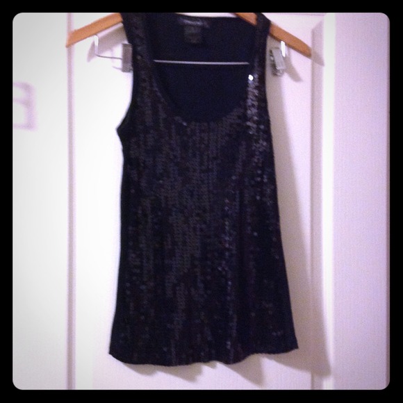 Sequin tank black