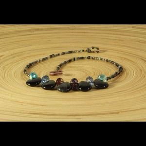 Beaded choker with black glass beads