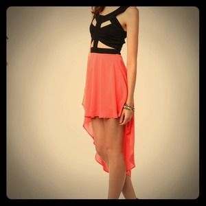 Reverse Cutout High Low Dress