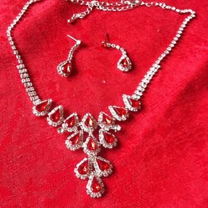 Rhinestone necklace and earring set.  New