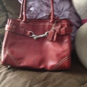 Red leather coach purse great condition