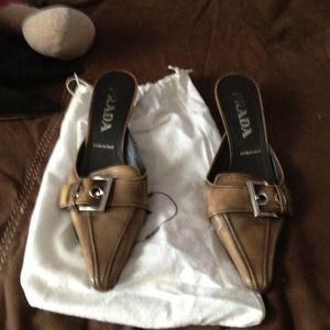 PradA kitten heel slides