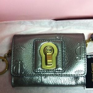 Juicy Couture Pewter leather wallet/card case.