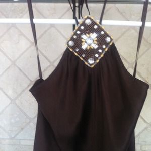 Brown 100% silk shirt with tags.