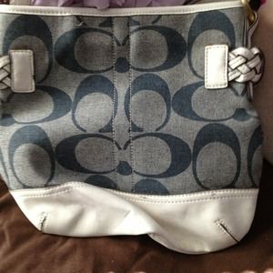 Coach grey and white purse