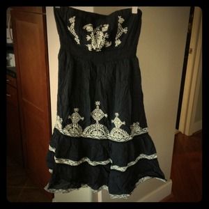 Strapless boho hippie dress