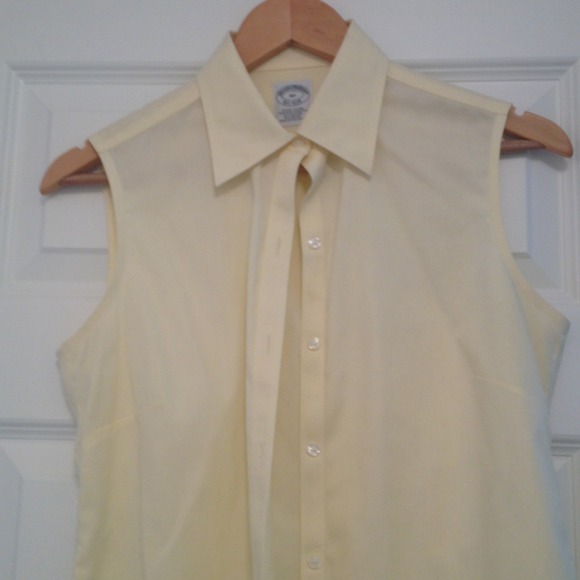 Brooks Brothers Tops - NW pale yellow Brooks sleeveless cotton shirt
