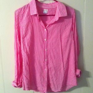 SOLD! J. Crew pink gingham shirt size M