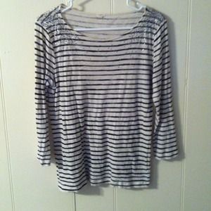 SOLD! J.Crew 3/4 length striped shirt with sequins
