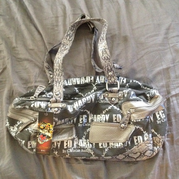 NWT Ed Hardy Gray/Silver Satchel