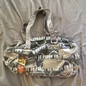 NWT Ed Hardy Gray/Silver Satchel
