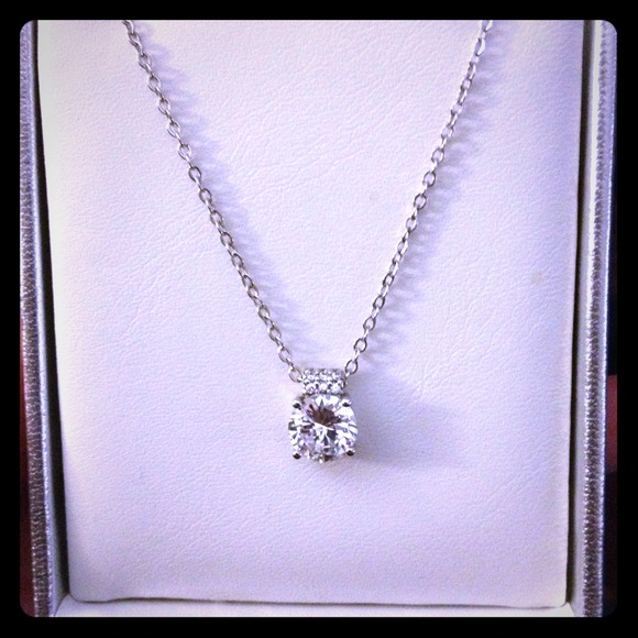 Crislu Sterling Platinum CZ diamond necklace