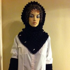RESERVED. Black Scarf, Baret and Wrist Warmers