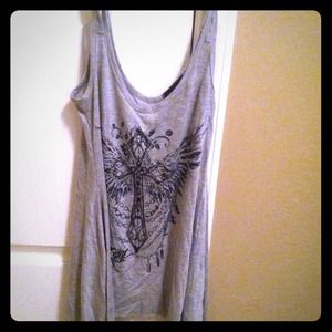 Grey cross flowy tank top